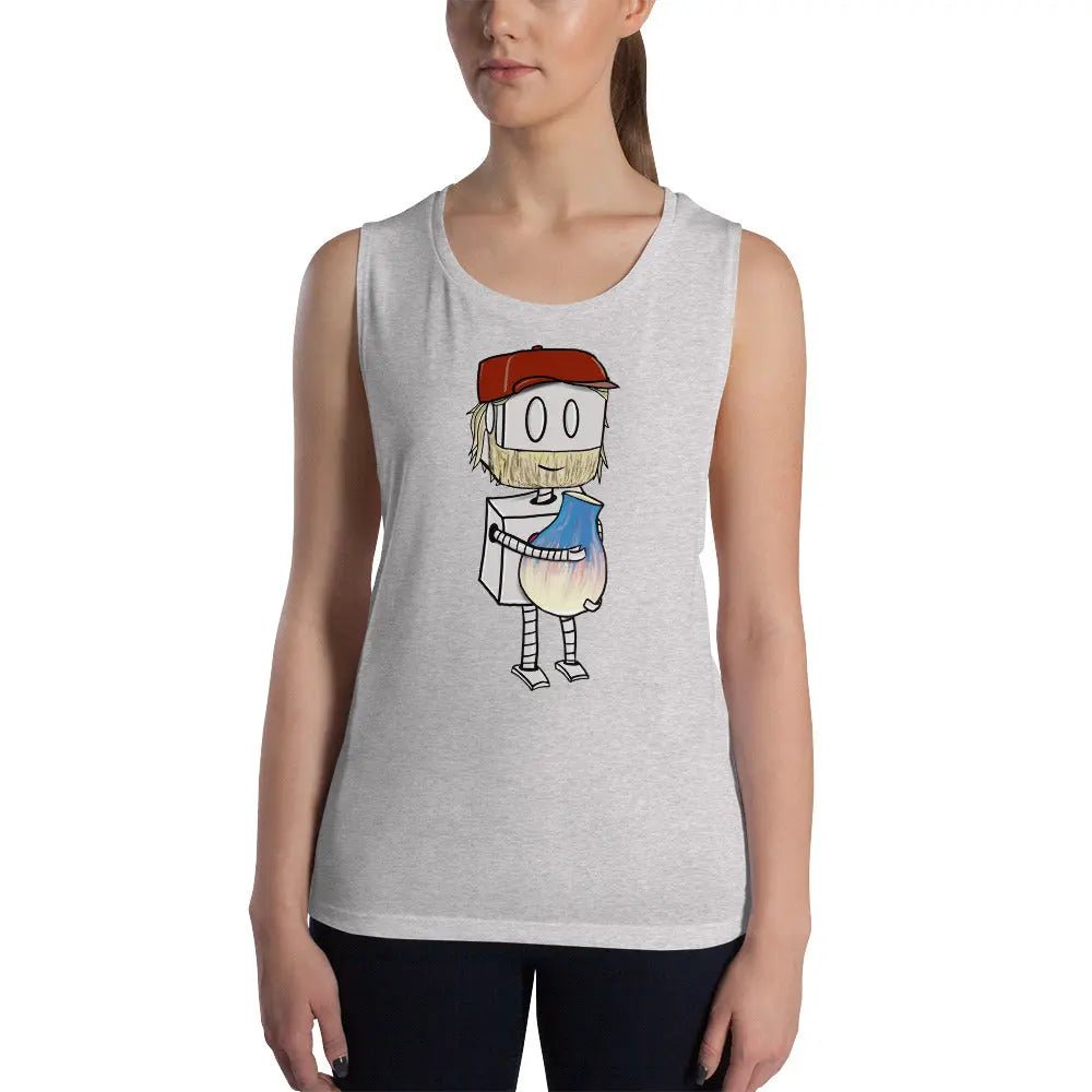 "Adorable Potter Robot" Ladies Tank Top (Dan's Version) - Dan Pearce Ceramics