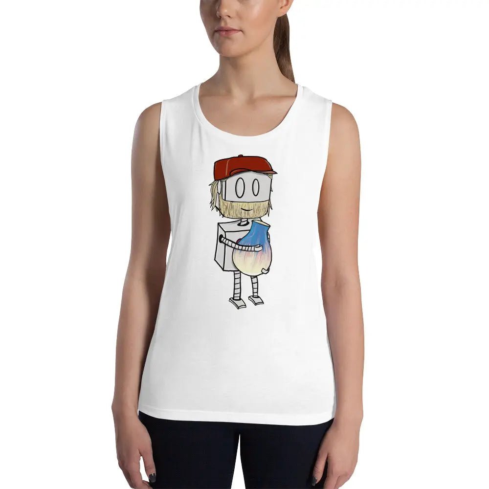 "Adorable Potter Robot" Ladies Tank Top (Dan's Version) - Dan Pearce Ceramics