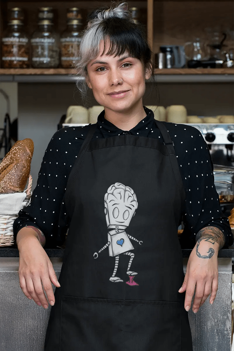 "Adorable Robot" Cooking & Pottery Apron (Balance of Heart & Mind Version) - Dan Pearce Ceramics