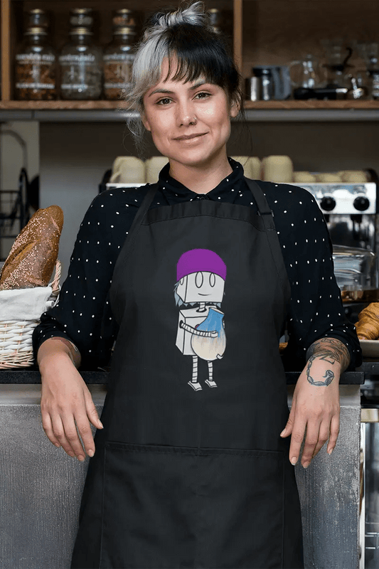 "Adorable Robot" Cooking & Pottery Apron (Beanie & Pottery Version) - Dan Pearce Ceramics