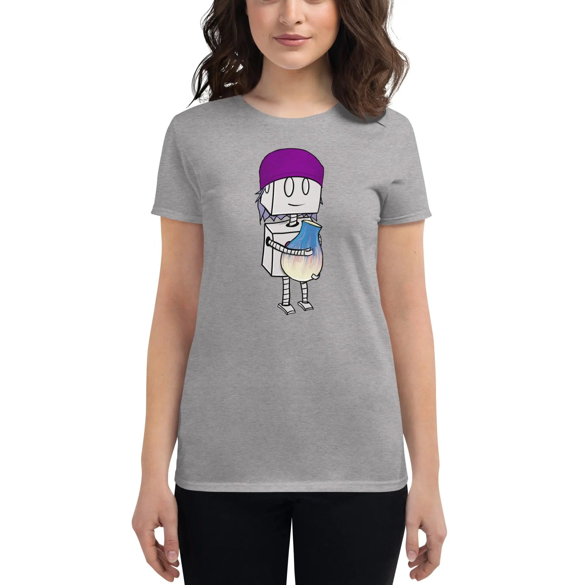 "Adorable Robot" Ladies Premium Tee (Beanie & Pottery Version) - Dan Pearce Ceramics