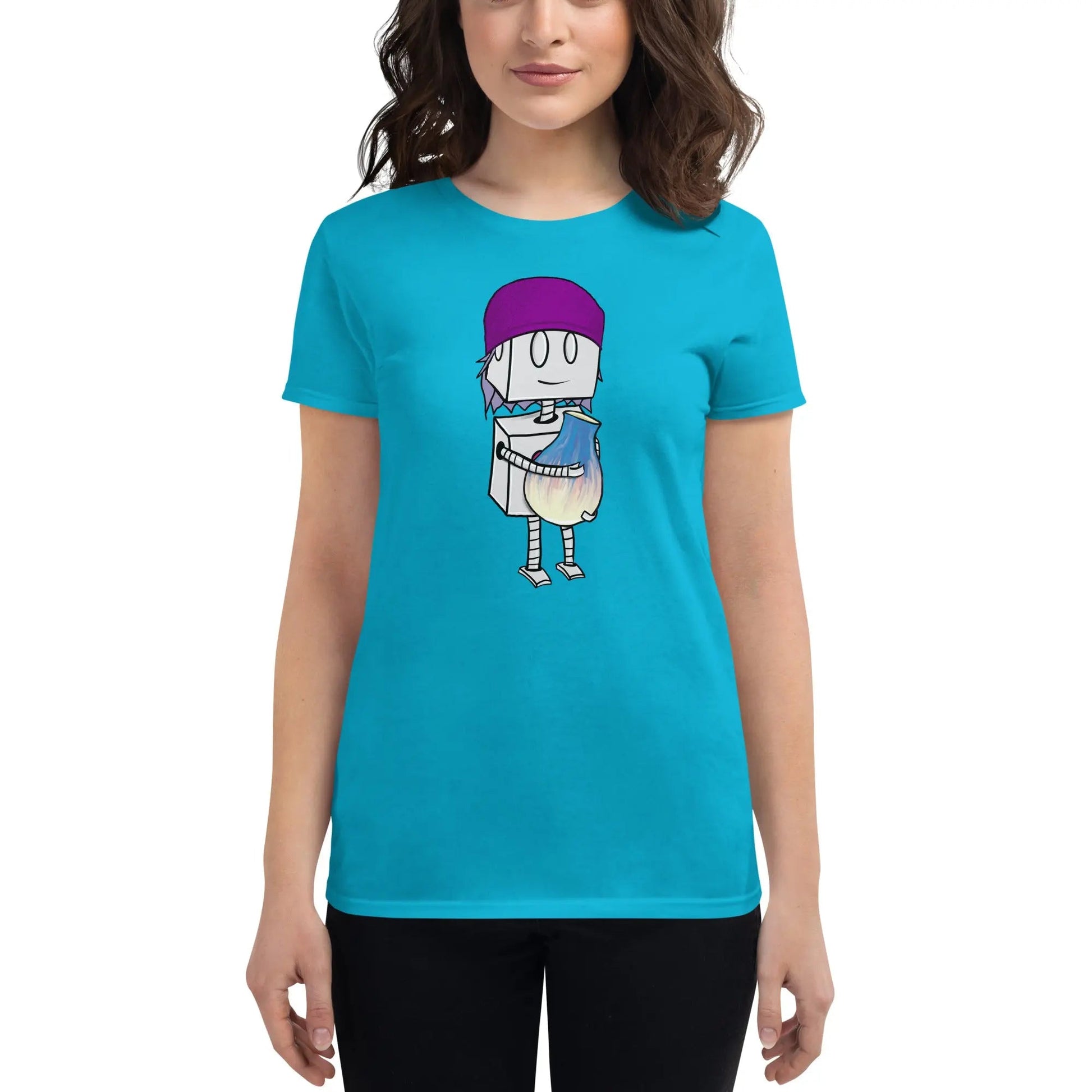 "Adorable Robot" Ladies Premium Tee (Beanie & Pottery Version) - Dan Pearce Ceramics