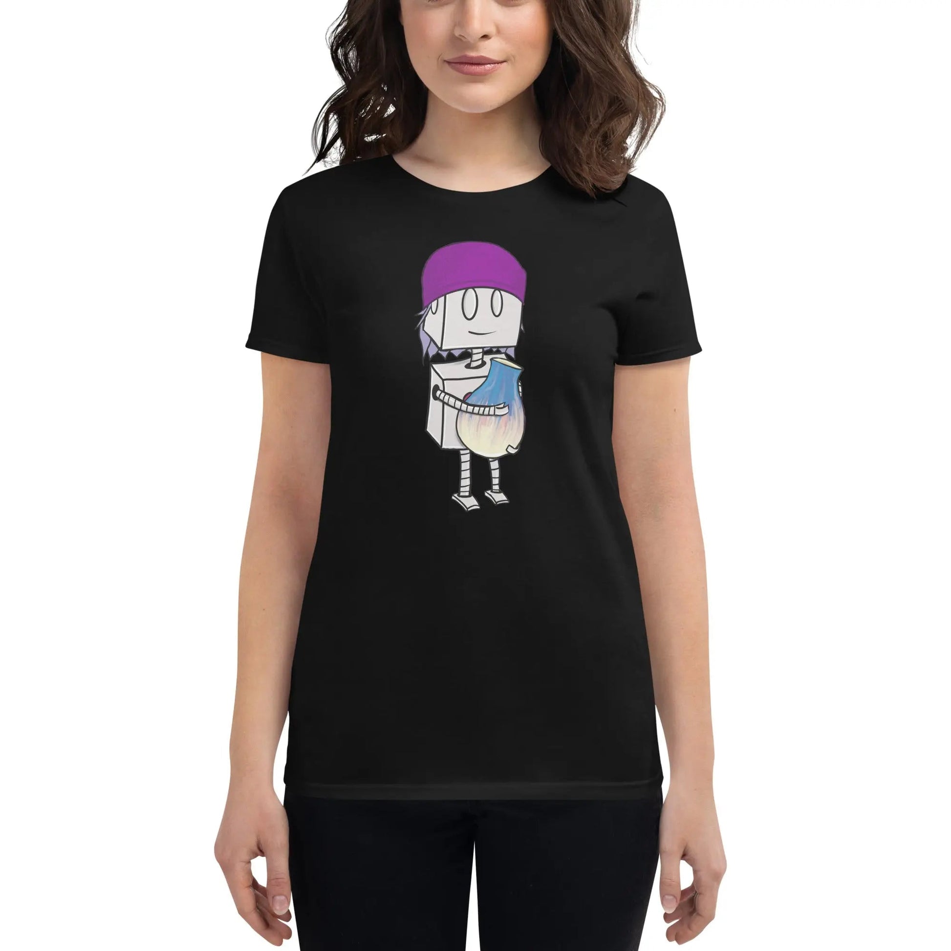 "Adorable Robot" Ladies Premium Tee (Beanie & Pottery Version) - Dan Pearce Ceramics