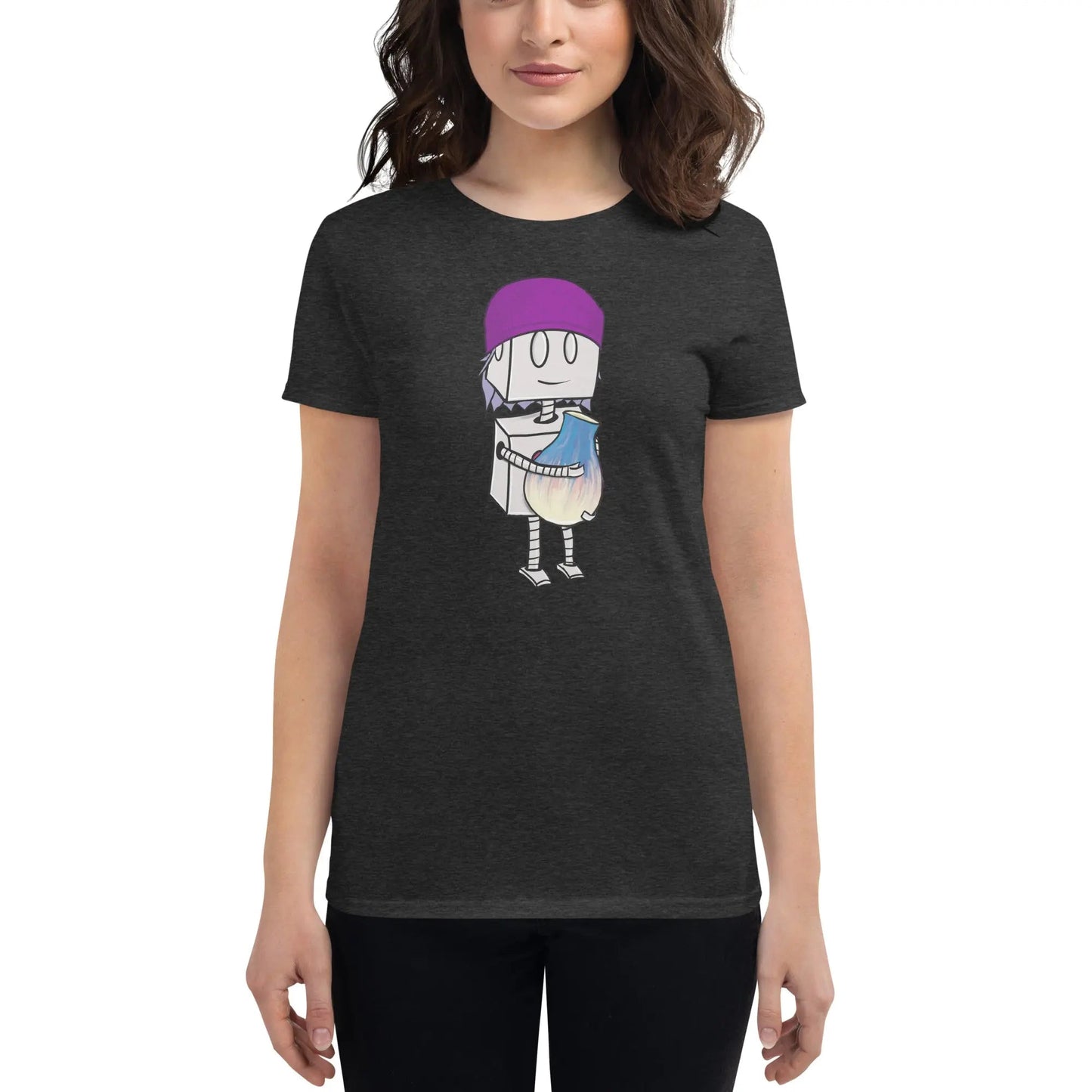 "Adorable Robot" Ladies Premium Tee (Beanie & Pottery Version) - Dan Pearce Ceramics