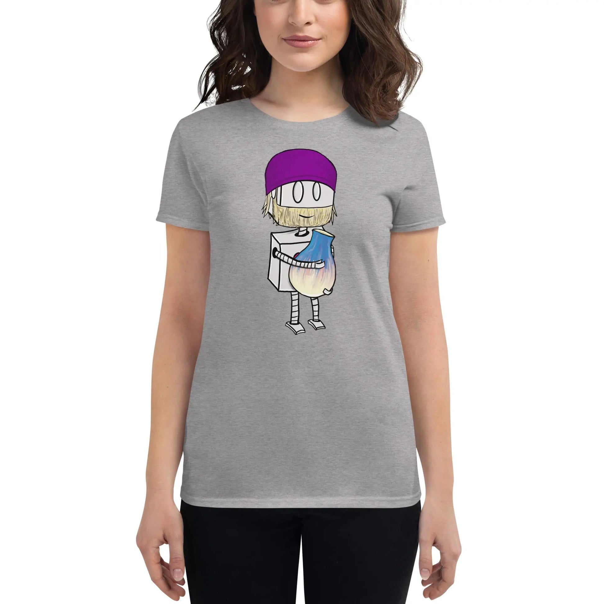 "Adorable Robot" Ladies Premium Tee (Bearded Potter with Beanie Version) - Dan Pearce Ceramics