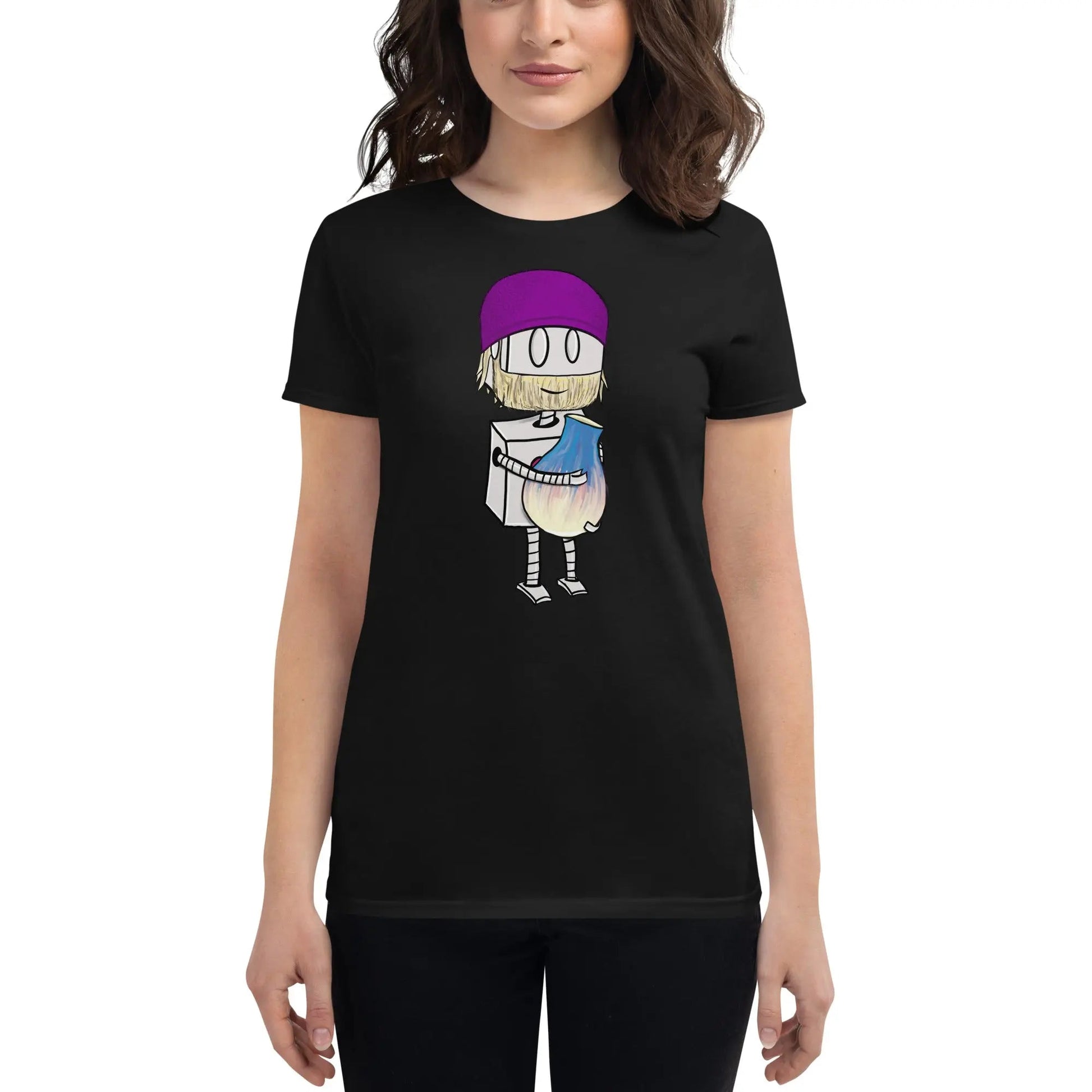 "Adorable Robot" Ladies Premium Tee (Bearded Potter with Beanie Version) - Dan Pearce Ceramics