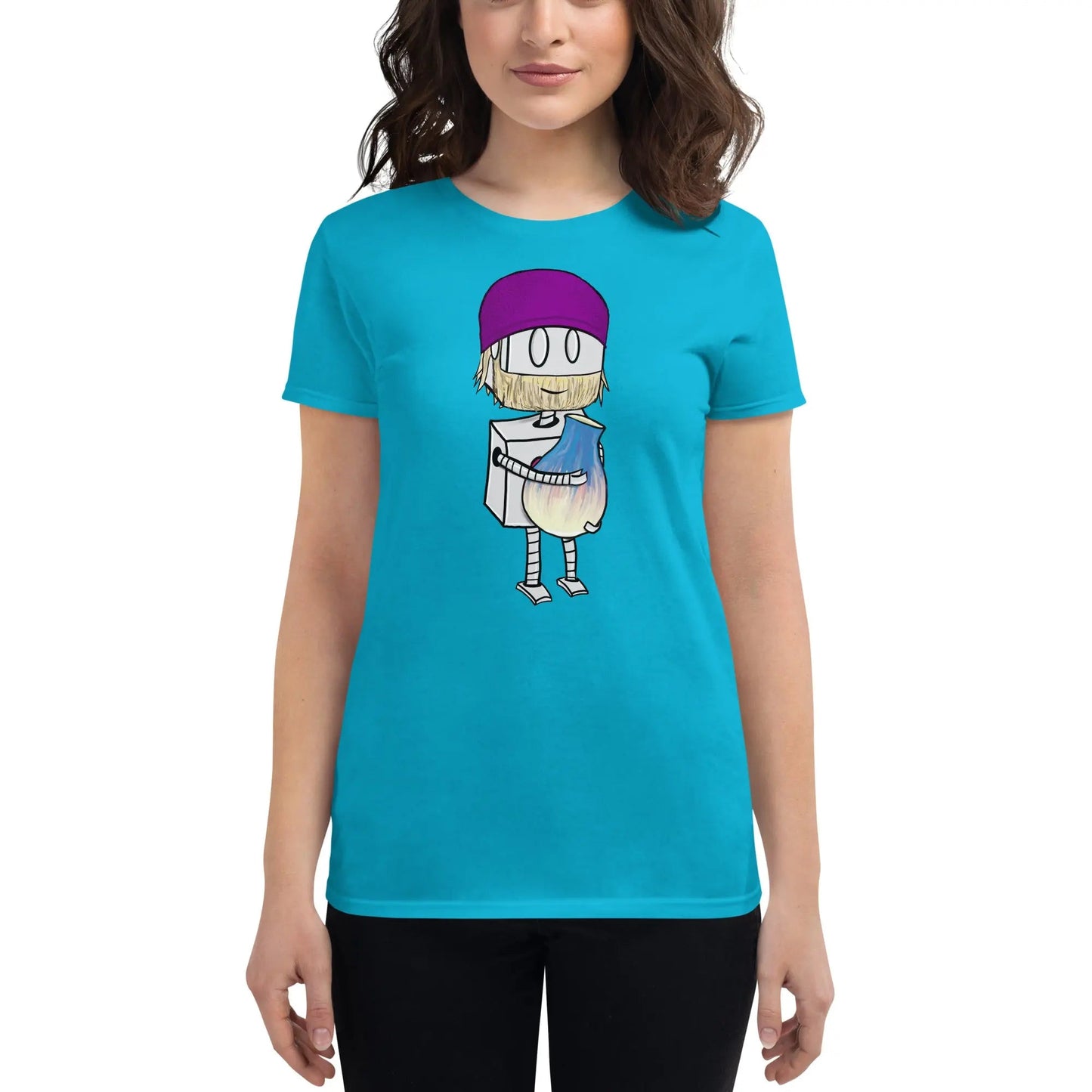 "Adorable Robot" Ladies Premium Tee (Bearded Potter with Beanie Version) - Dan Pearce Ceramics