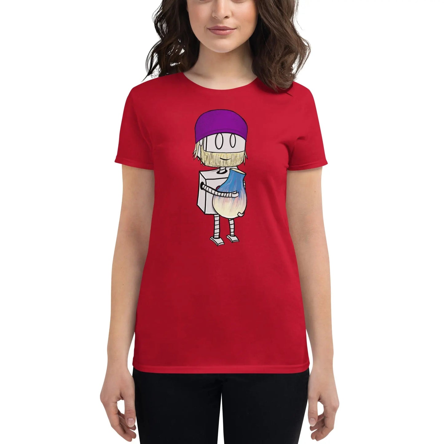 "Adorable Robot" Ladies Premium Tee (Bearded Potter with Beanie Version) - Dan Pearce Ceramics