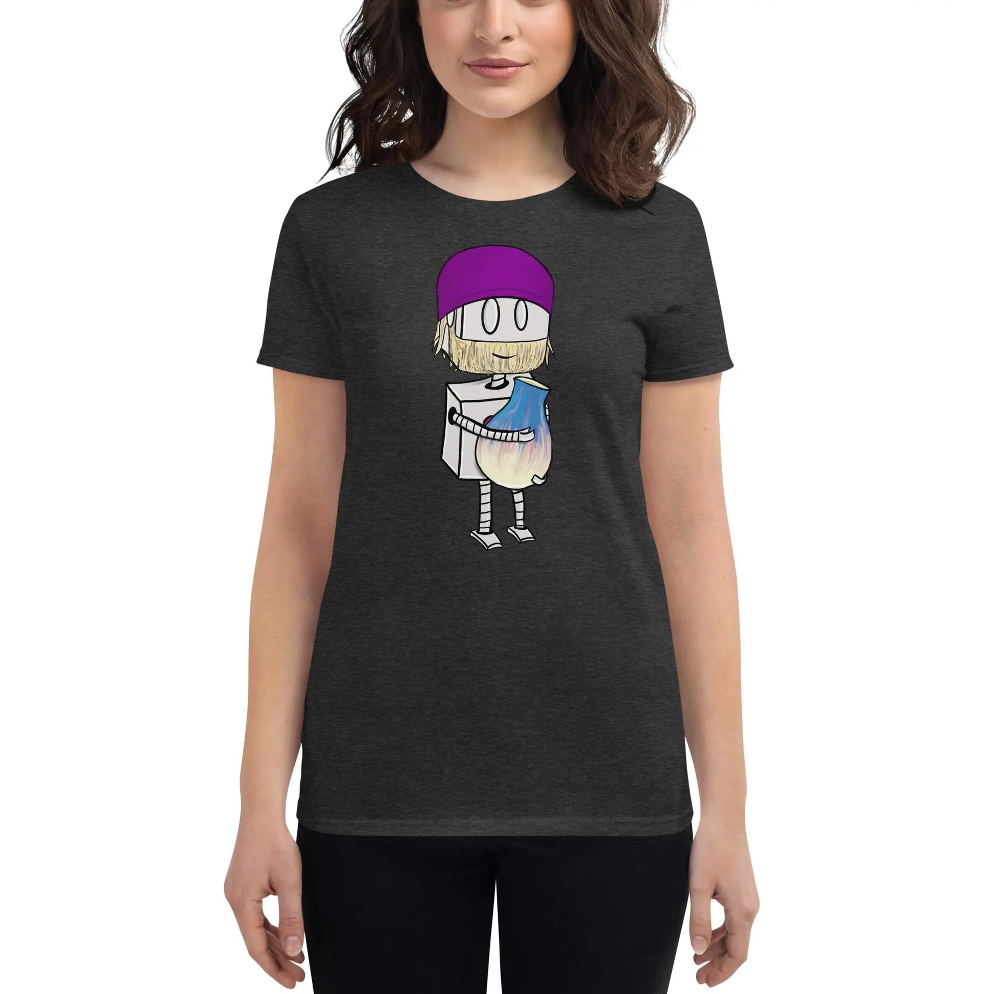 "Adorable Robot" Ladies Premium Tee (Bearded Potter with Beanie Version) - Dan Pearce Ceramics