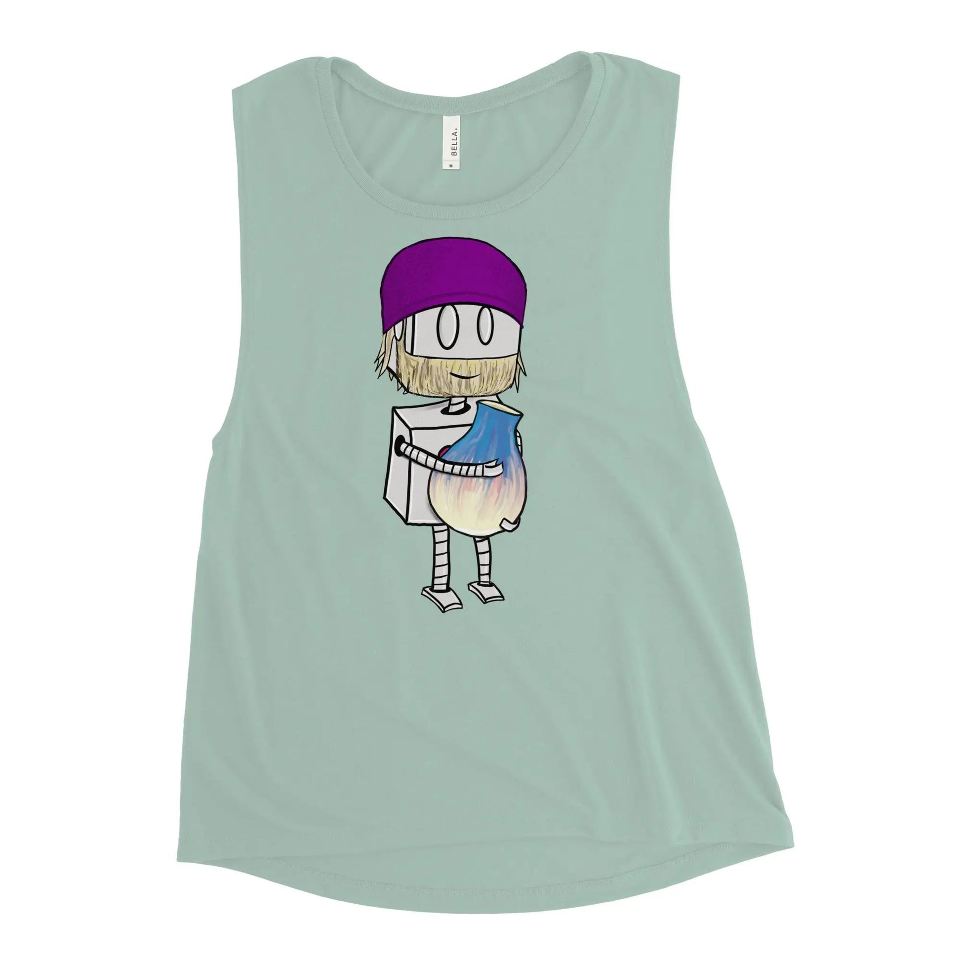 "Adorable Robot" Ladies Tank Top (Bearded Potter with Beanie Version) - Dan Pearce Ceramics