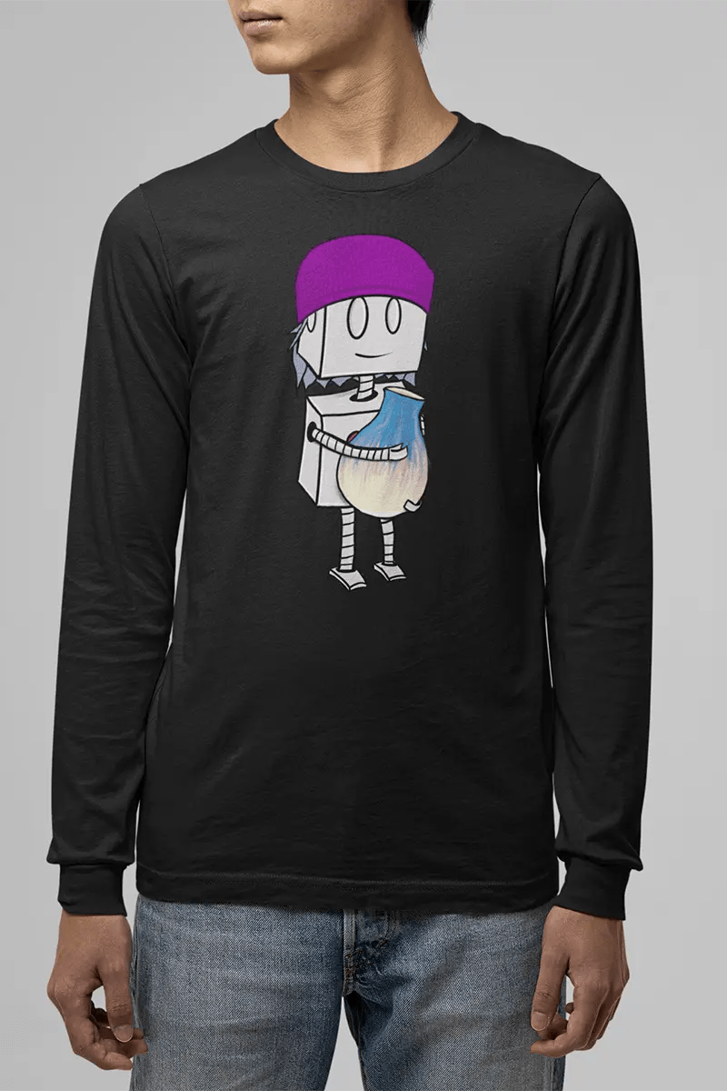 "Adorable Robot" Long - Sleeve Shirt (Beanie & Pottery Version) - Dan Pearce Ceramics