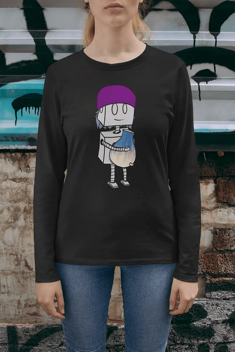 "Adorable Robot" Long - Sleeve Shirt (Beanie & Pottery Version) - Dan Pearce Ceramics