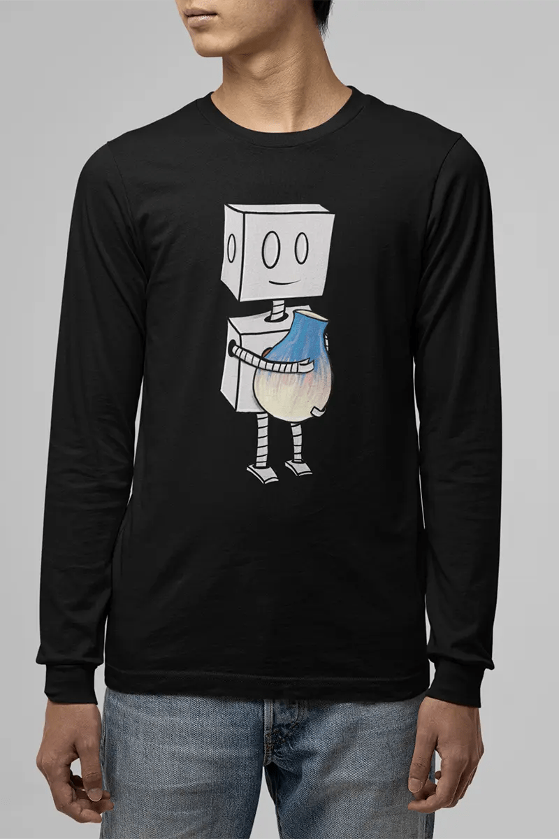 "Adorable Robot" Long - Sleeve Shirt (Robot & Pottery Version) - Dan Pearce Ceramics