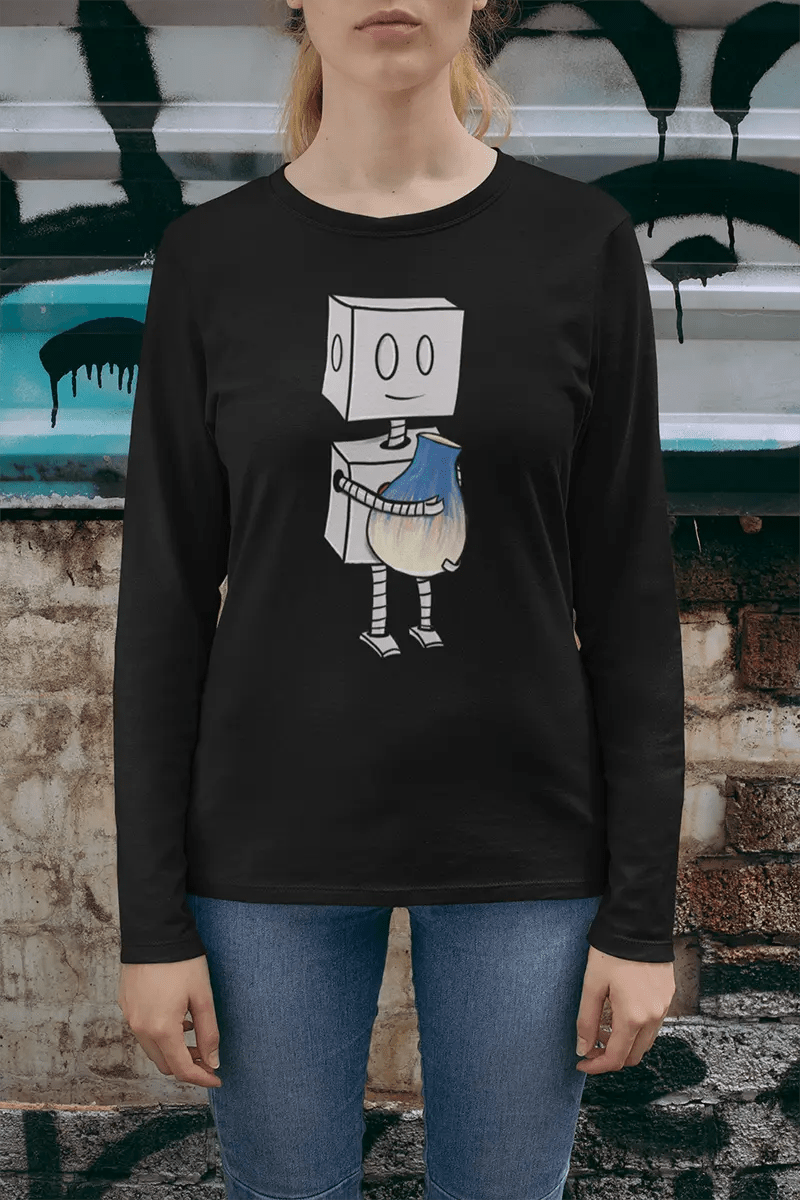 "Adorable Robot" Long - Sleeve Shirt (Robot & Pottery Version) - Dan Pearce Ceramics