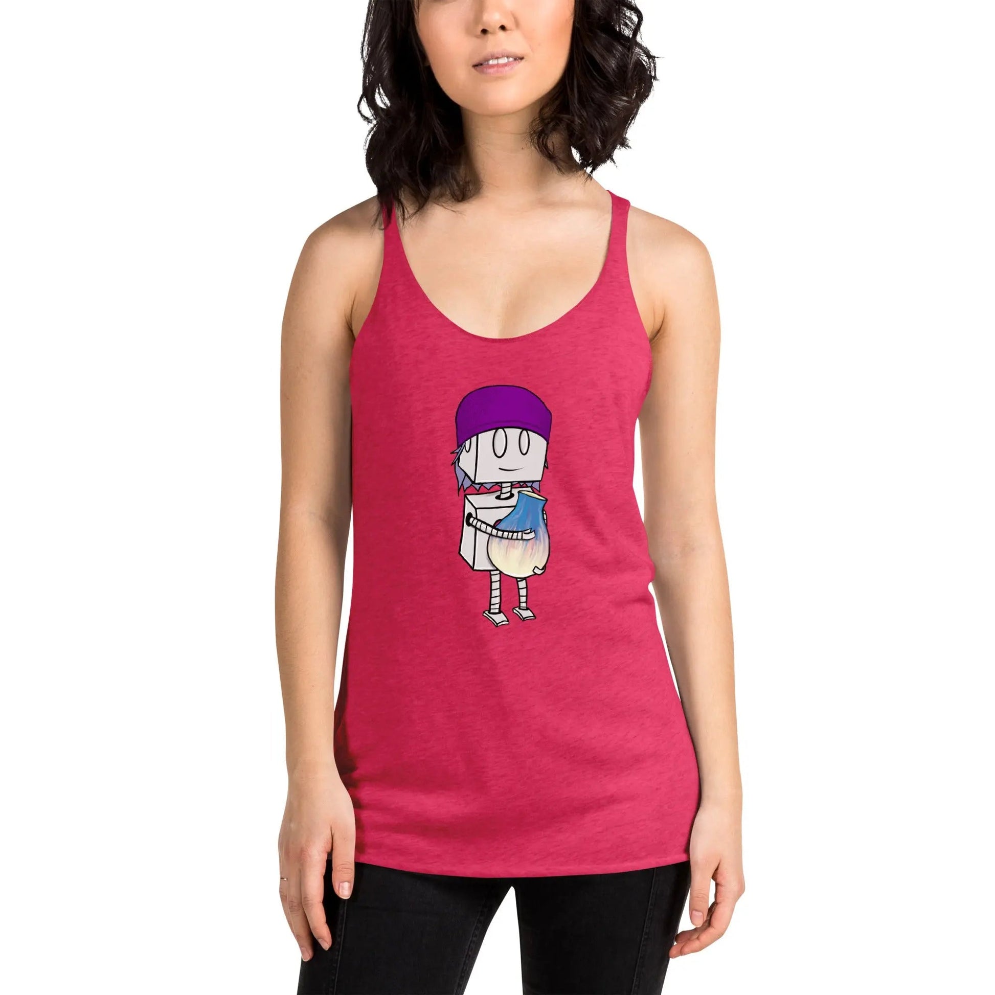 "Adorable Robot" Racerback Tank Top (Beanie & Pottery Version) - Dan Pearce Ceramics