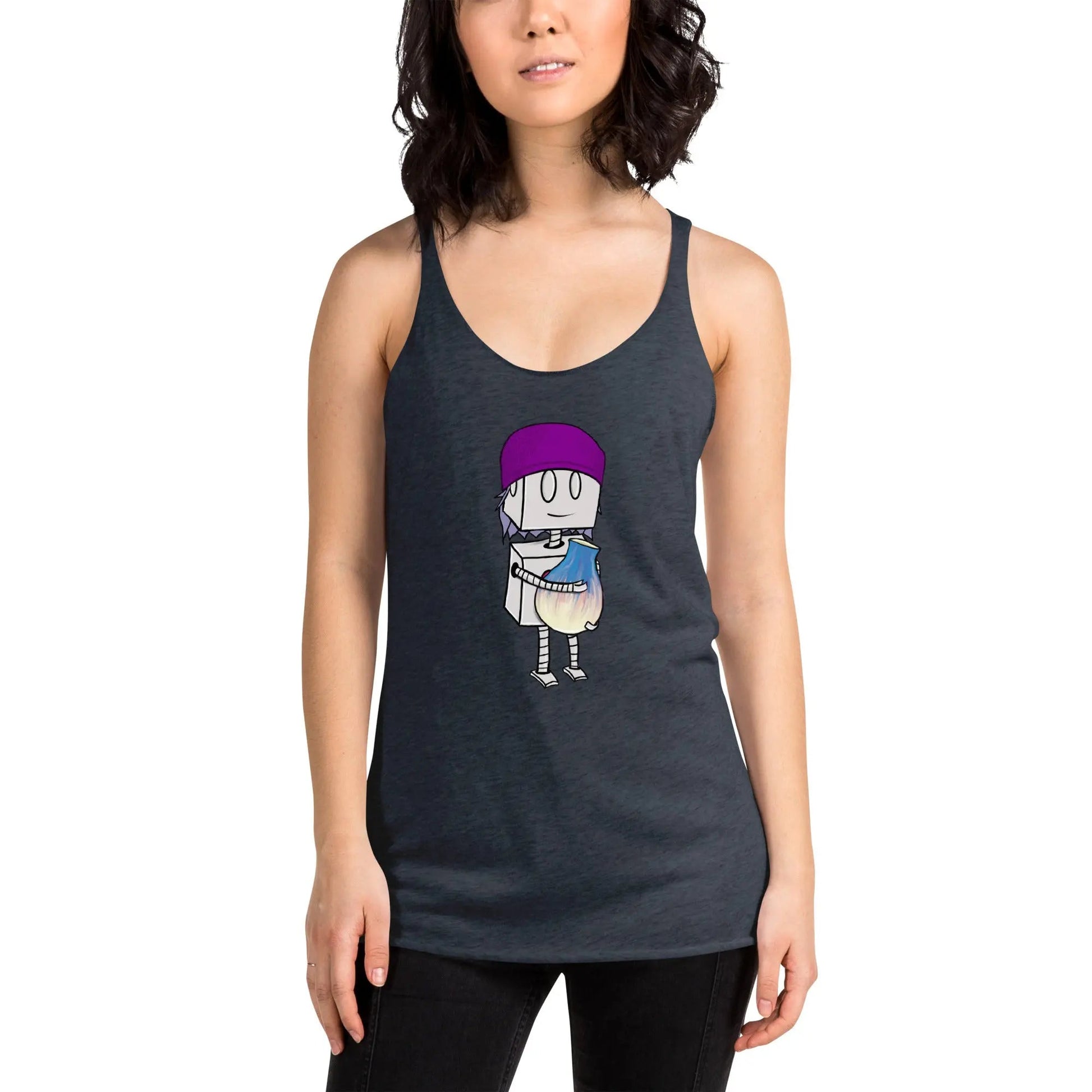 "Adorable Robot" Racerback Tank Top (Beanie & Pottery Version) - Dan Pearce Ceramics