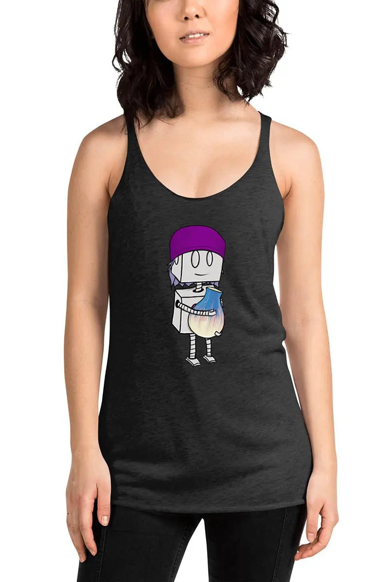 "Adorable Robot" Racerback Tank Top (Beanie & Pottery Version) - Dan Pearce Ceramics