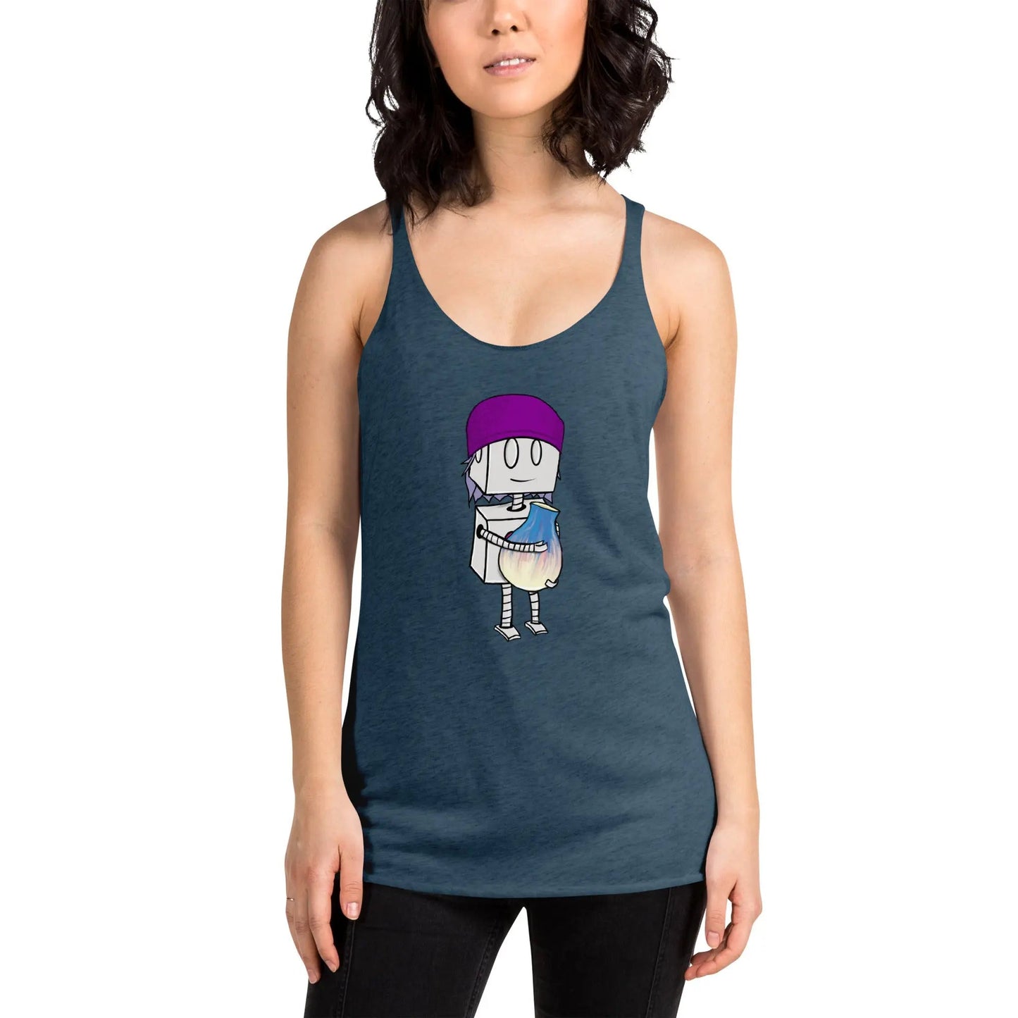 "Adorable Robot" Racerback Tank Top (Beanie & Pottery Version) - Dan Pearce Ceramics