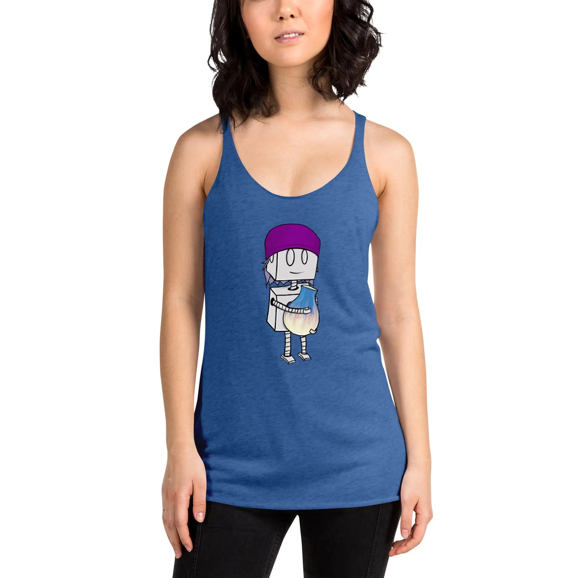 "Adorable Robot" Racerback Tank Top (Beanie & Pottery Version) - Dan Pearce Ceramics