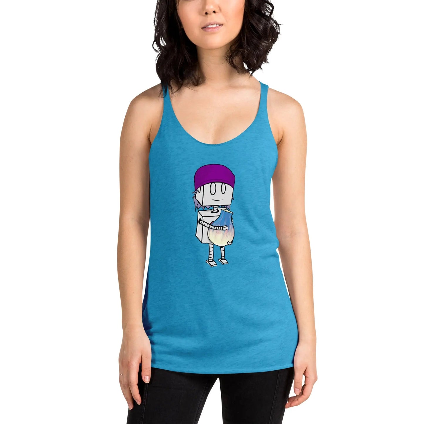 "Adorable Robot" Racerback Tank Top (Beanie & Pottery Version) - Dan Pearce Ceramics