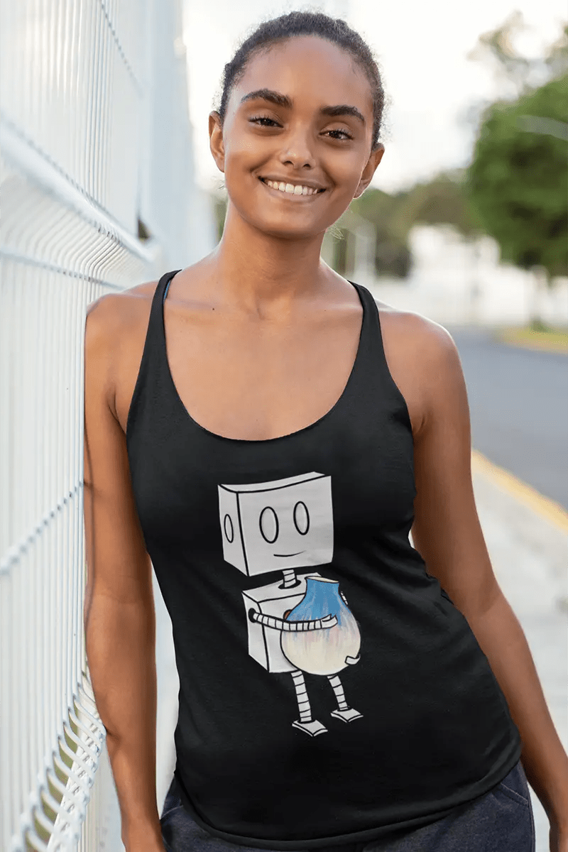 "Adorable Robot" Racerback Tank Top (Robot & Pottery Version) - Dan Pearce Ceramics