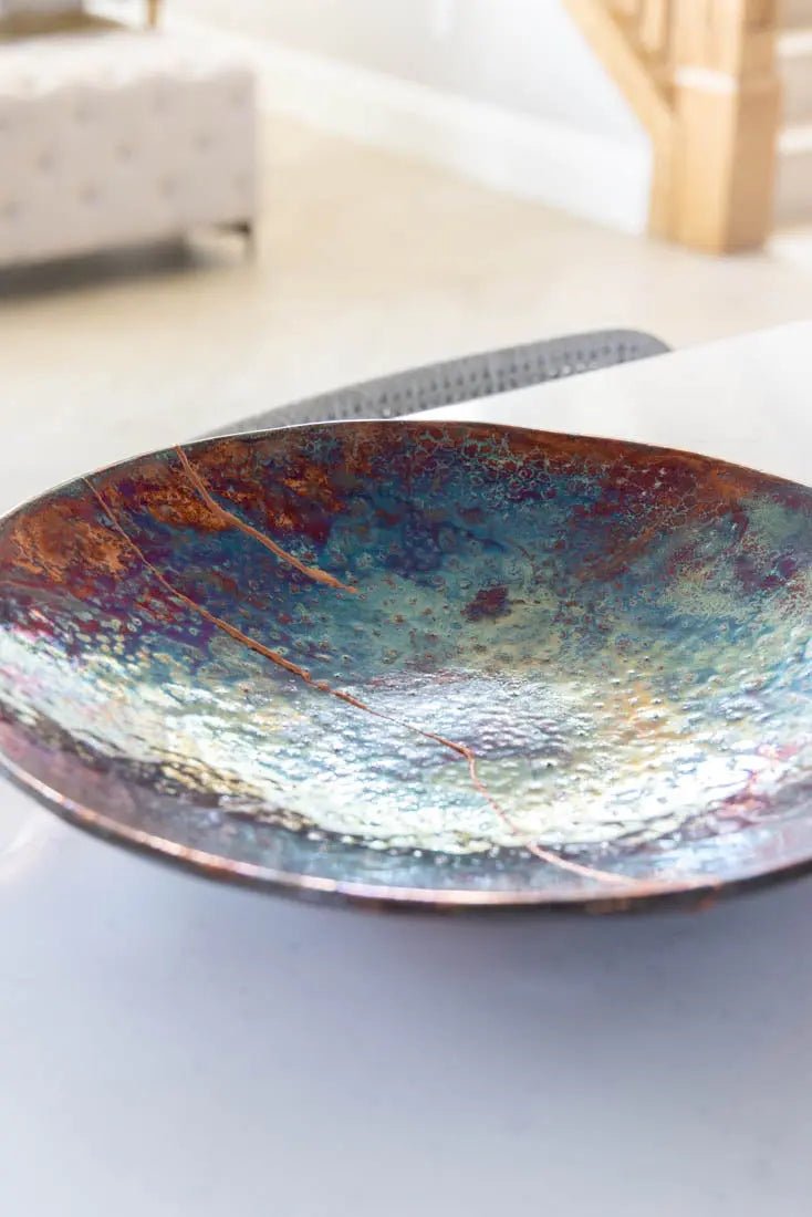 Bowl #01 XXL Raku Kintsugi Decorative Bowl (Big Bowl Series) - Dan Pearce Ceramics