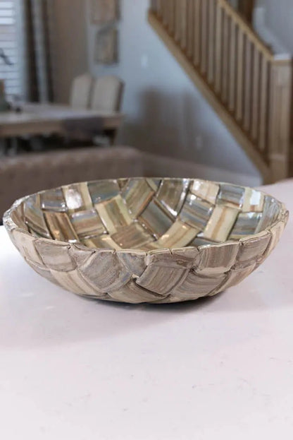 Bowl #04 XXL Stoneware Woven Nerikomi Decorative Bowl (Big Bowl Series) - Dan Pearce Ceramics