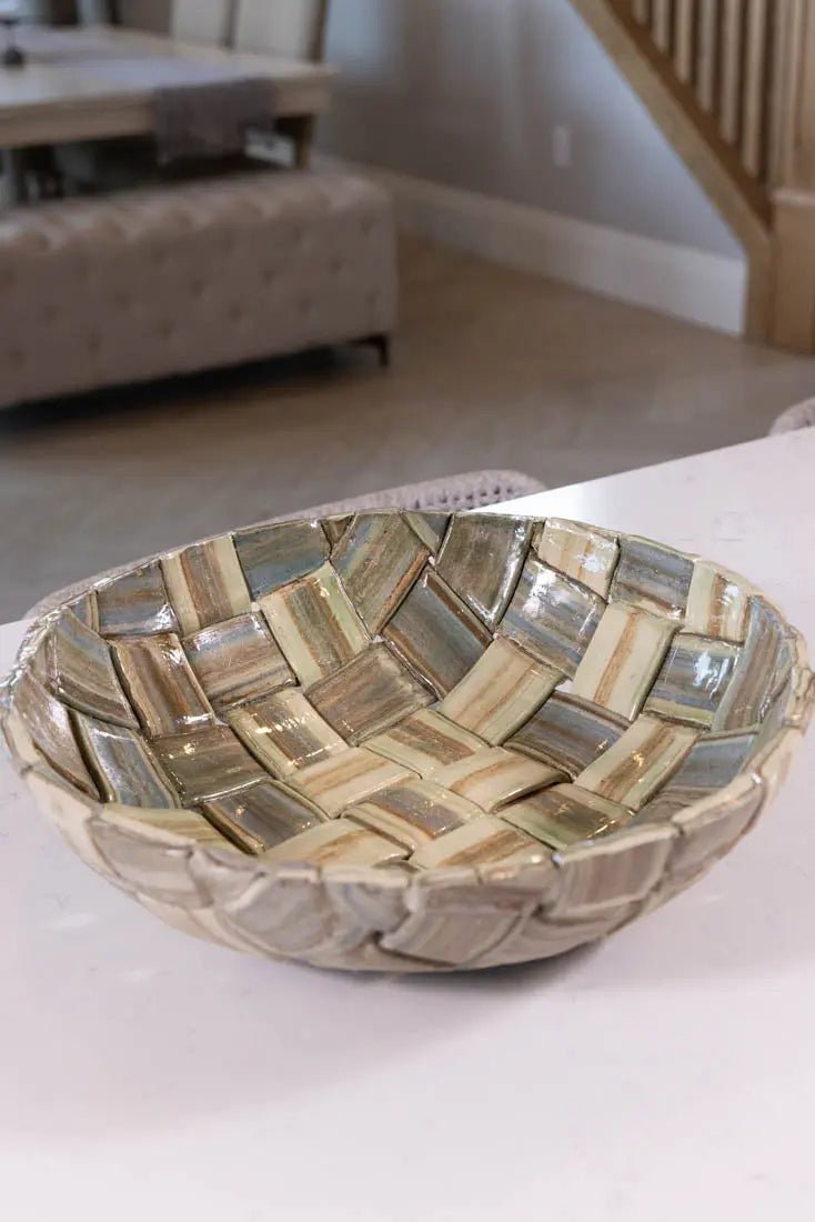 Bowl #04 XXL Stoneware Woven Nerikomi Decorative Bowl (Big Bowl Series) - Dan Pearce Ceramics