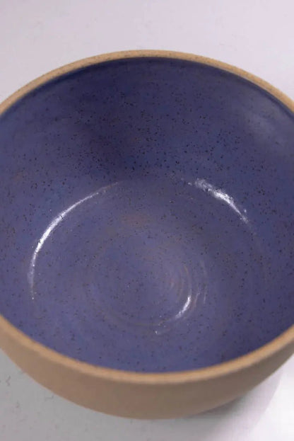 Bowl #07 Speckled Buff Stoneware Periwinkle Purple Interior Serving Bowl (Big Bowl Series) - Dan Pearce Ceramics