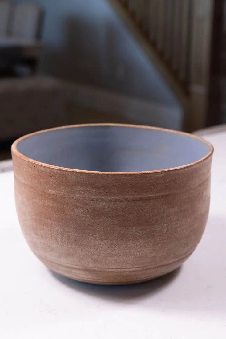 Bowl #09 XL Stoneware Shino Blue & Classic Shino Serving Bowl (Big Bowl Series) Seconds - Dan Pearce Ceramics