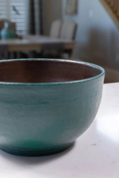 Bowl #10 XL Stoneware Antique Bronze & Forest Green Satin Serving Bowl (Big Bowl Series) - Dan Pearce Ceramics