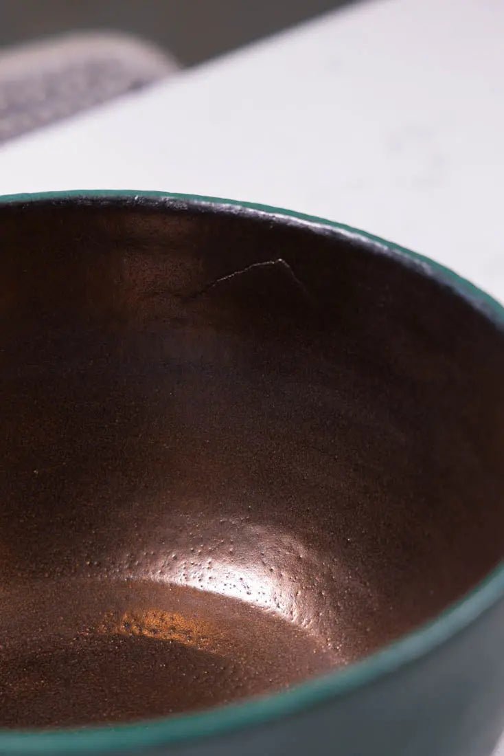 Bowl #10 XL Stoneware Antique Bronze & Forest Green Satin Serving Bowl (Big Bowl Series) - Dan Pearce Ceramics