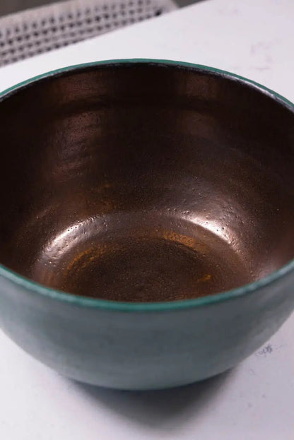 Bowl #10 XL Stoneware Antique Bronze & Forest Green Satin Serving Bowl (Big Bowl Series) - Dan Pearce Ceramics