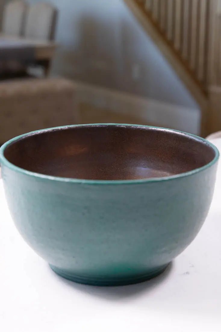 Bowl #10 XL Stoneware Antique Bronze & Forest Green Satin Serving Bowl (Big Bowl Series) - Dan Pearce Ceramics