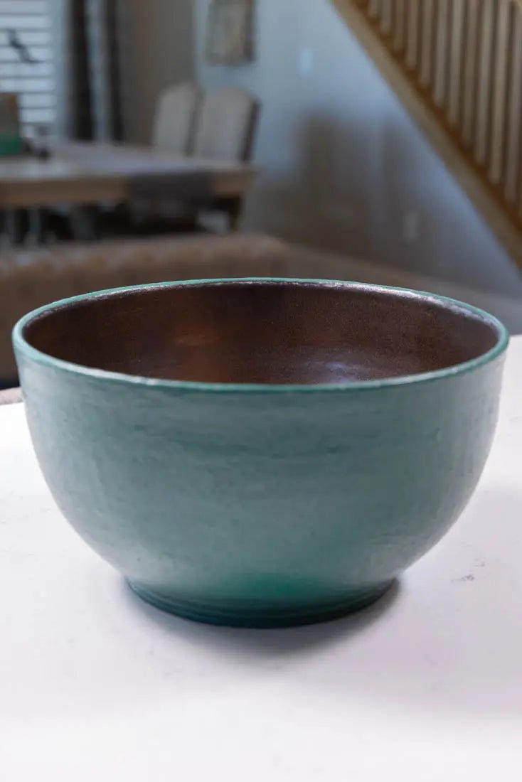 Bowl #10 XL Stoneware Antique Bronze & Forest Green Satin Serving Bowl (Big Bowl Series) - Dan Pearce Ceramics