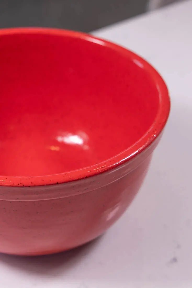 Bowl #12 XL Speckled Stoneware Party Red Rimmed Serving Bowl (Big Bowl Series) - Dan Pearce Ceramics