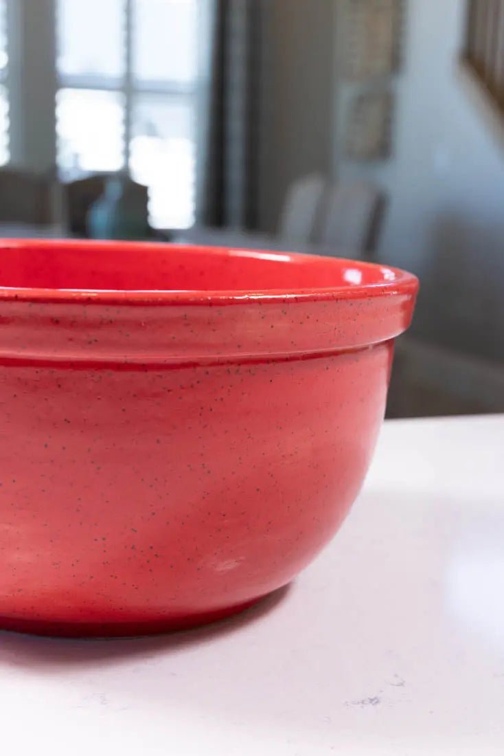 Bowl #12 XL Speckled Stoneware Party Red Rimmed Serving Bowl (Big Bowl Series) - Dan Pearce Ceramics