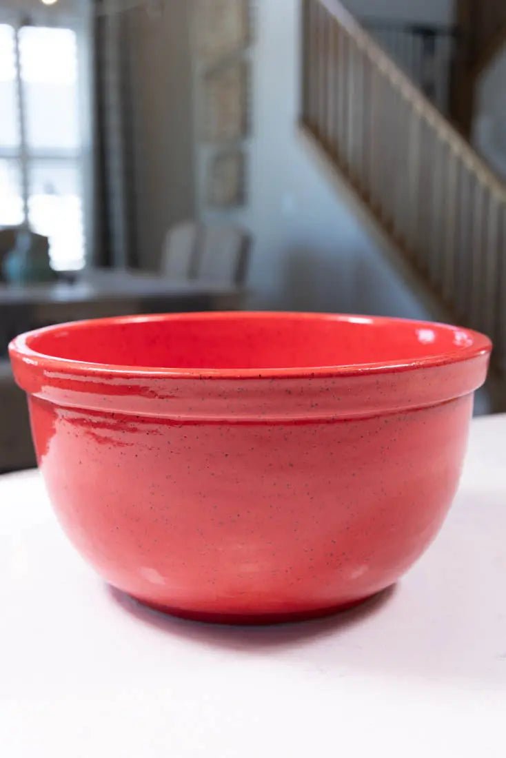 Bowl #12 XL Speckled Stoneware Party Red Rimmed Serving Bowl (Big Bowl Series) - Dan Pearce Ceramics