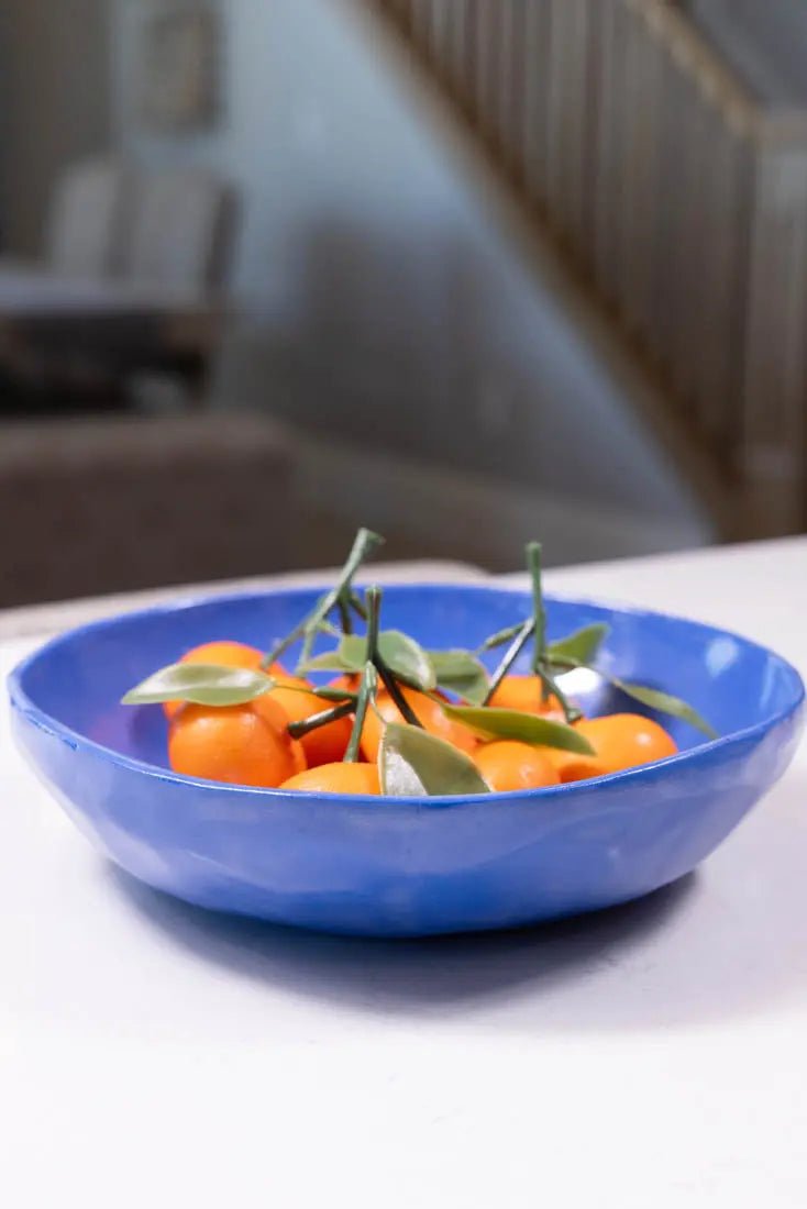 Bowl #14 Large Upsala Blue Porcelain Thumped Bowl (Big Bowl Series) - Dan Pearce Ceramics