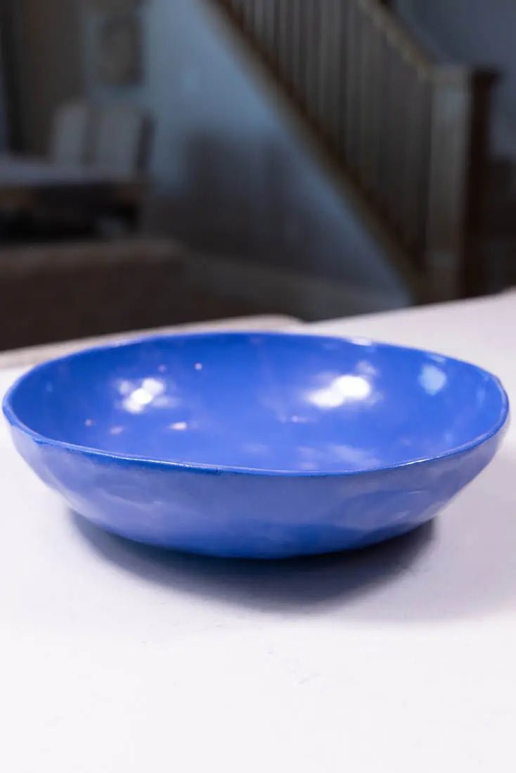 Bowl #14 Large Upsala Blue Porcelain Thumped Bowl (Big Bowl Series) - Dan Pearce Ceramics