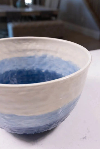 Bowl #24 XL Stoneware Textured Ice & Blues Serving Bowl (Big Bowl Series) - Dan Pearce Ceramics