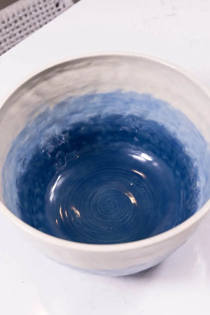 Bowl #24 XL Stoneware Textured Ice & Blues Serving Bowl (Big Bowl Series) - Dan Pearce Ceramics