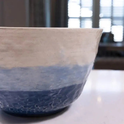 Bowl #24 XL Stoneware Textured Ice & Blues Serving Bowl (Big Bowl Series) - Dan Pearce Ceramics