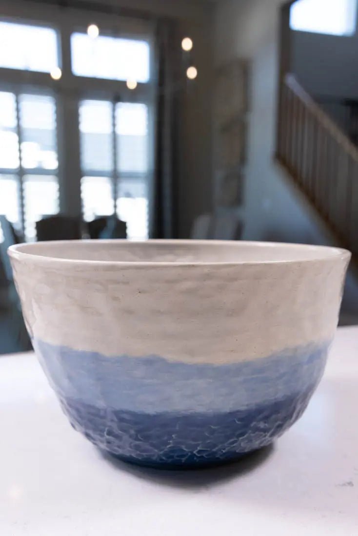 Bowl #24 XL Stoneware Textured Ice & Blues Serving Bowl (Big Bowl Series) - Dan Pearce Ceramics