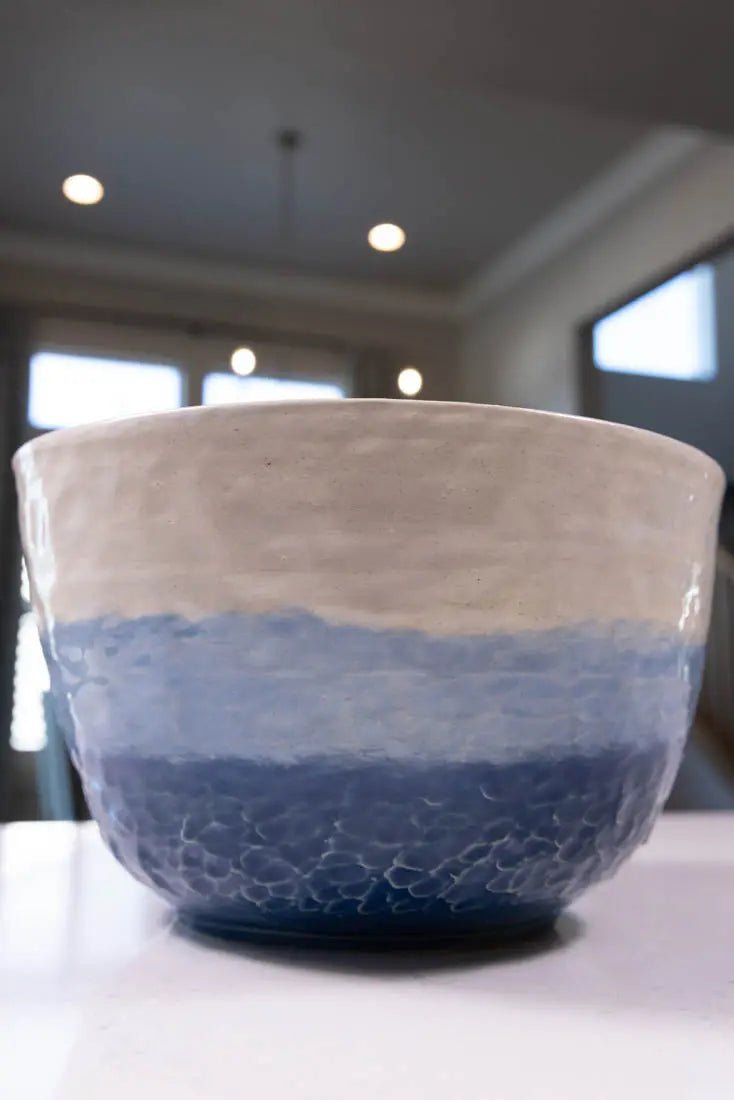 Bowl #24 XL Stoneware Textured Ice & Blues Serving Bowl (Big Bowl Series) - Dan Pearce Ceramics