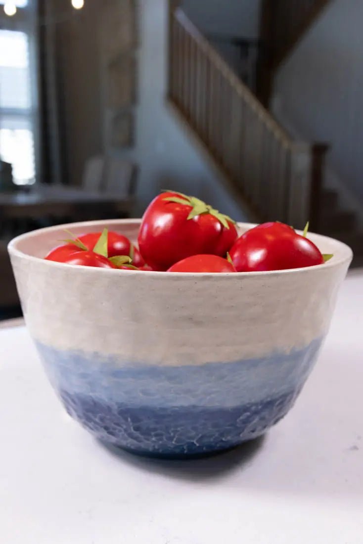 Bowl #24 XL Stoneware Textured Ice & Blues Serving Bowl (Big Bowl Series) - Dan Pearce Ceramics