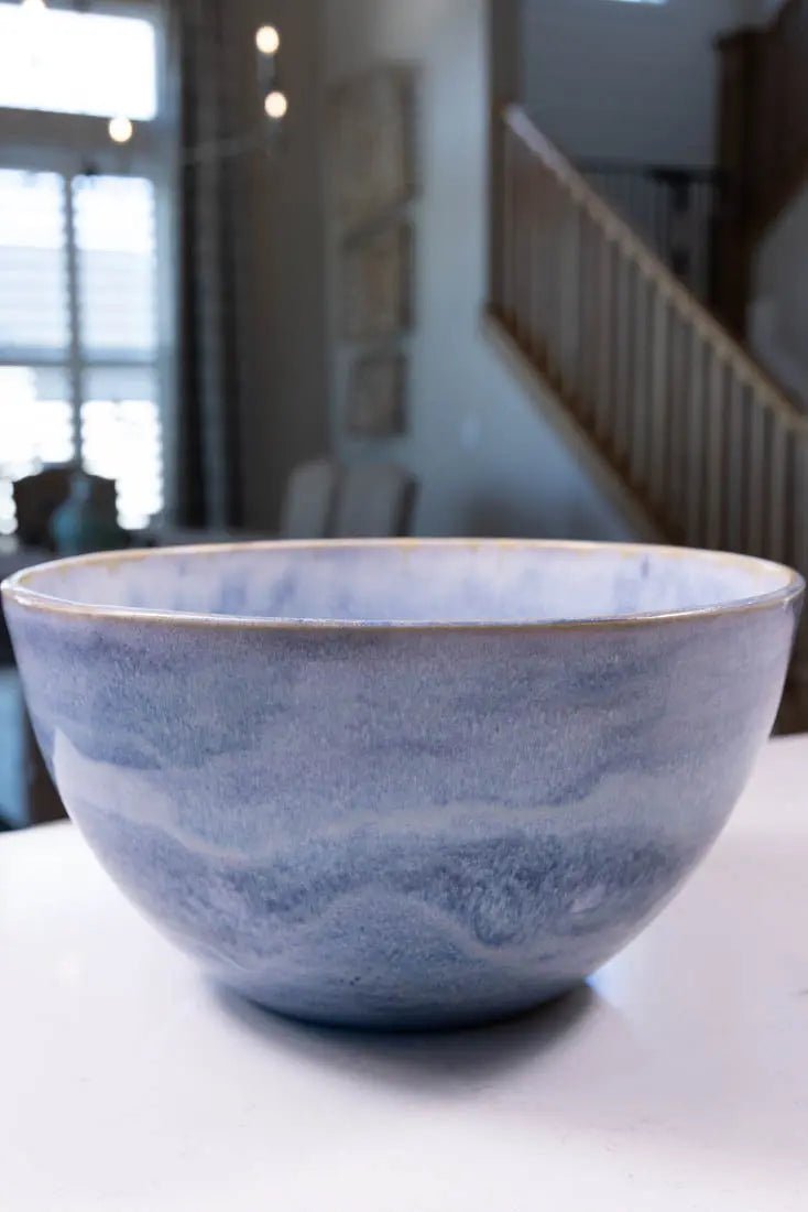 Bowl #27 GIANT Stoneware Blues & Creams Serving Bowl (Big Bowl Series) - Dan Pearce Ceramics