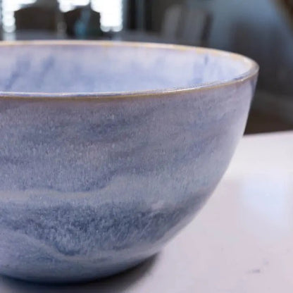 Bowl #27 GIANT Stoneware Blues & Creams Serving Bowl (Big Bowl Series) - Dan Pearce Ceramics