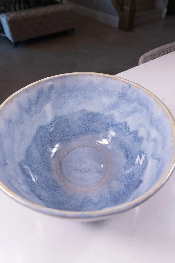 Bowl #27 GIANT Stoneware Blues & Creams Serving Bowl (Big Bowl Series) - Dan Pearce Ceramics