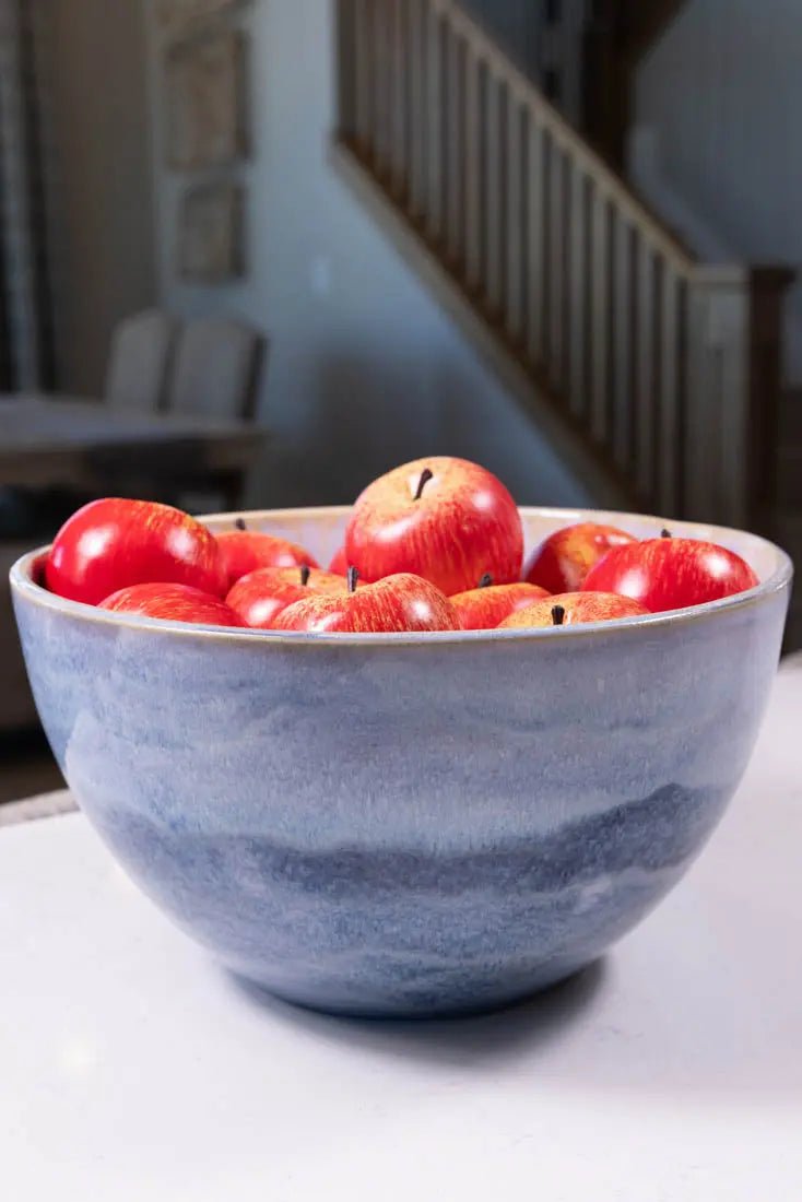 Bowl #27 GIANT Stoneware Blues & Creams Serving Bowl (Big Bowl Series) - Dan Pearce Ceramics